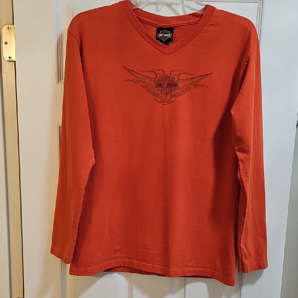 Harley-Davidson V-Neck Orange Long Sleeve